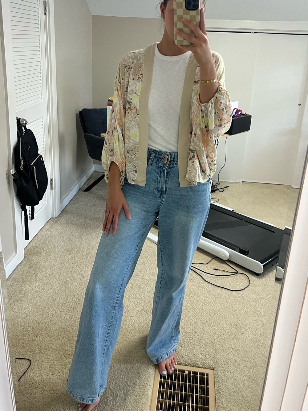 Lightweight Open-Front Printed Cardigan Sweater Kimono Shall Summer Cottage Boho